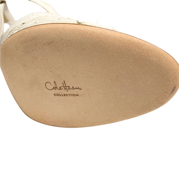 new Cole Haan ❁ Gia Ostrich Leather Stiletto Heels Heeled Sandals ❁ White 9M - Picture 6 of 17